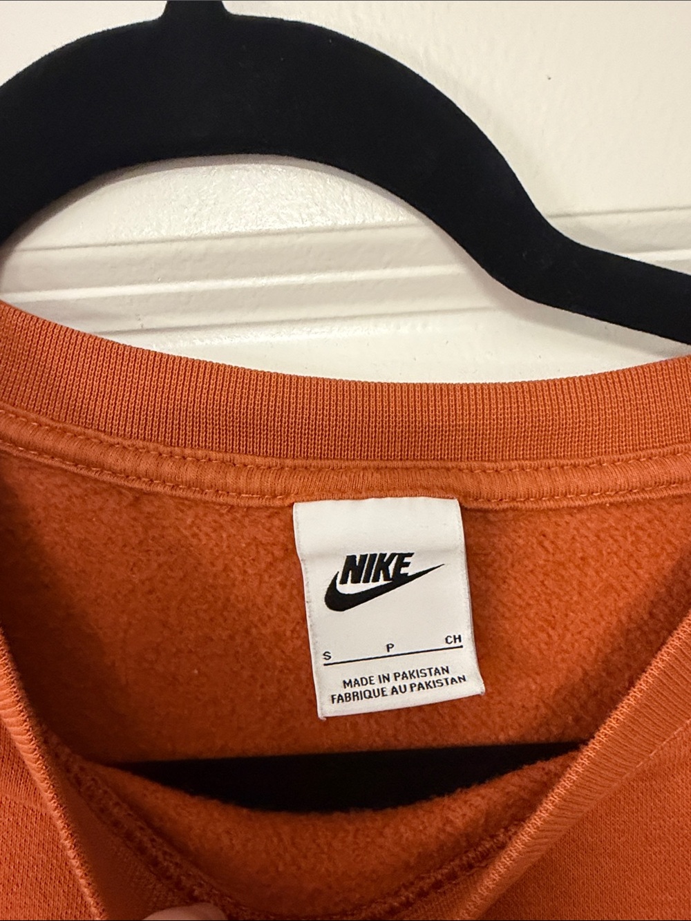 Nike Burnt Orange Cropped Crewneck with White Swoosh - Picture 2 of 3